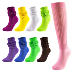 Custom thickened red pink solid bubble loose loop lazy cotton long tube terry casual women's socks