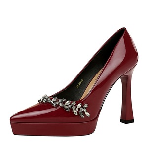 8399-H68 European American Banquet Fashion Rhinestone Pointed Thick <strong>Heel</strong> High <strong>Heels</strong> Waterproof Platform Super High <strong>Heel</strong> <strong>Hook</strong> - Product Image 2