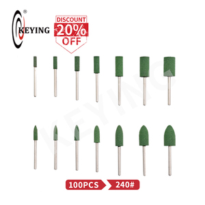 Abrasifs <span class=keywords><strong>de</strong></span> clé 100 pièces 3mm arbre oxyde d'aluminium <span class=keywords><strong>cylindre</strong></span> forme conique caoutchouc tête <span class=keywords><strong>de</strong></span> meulage outils abrasifs <span class=keywords><strong>pour</strong></span> le polissage - Product Image 1