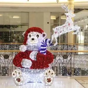 LED Outdoor Cool White Sculpture 3D Polar Bear Motif Light For Christmas Ornament Lights