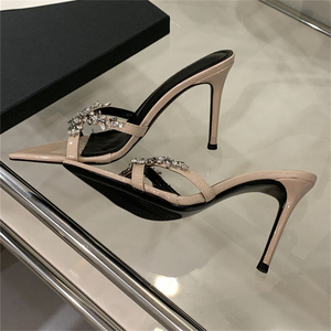 รองเท้าส้นสูงสไตล์ฝรั่งเศสสุดหรูแบบเปิดนิ้วเท้าประดับคริสตัลสำหรับสุภาพสตรี ปี 2025 - Product Image 5