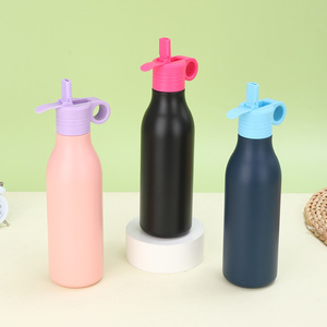 New Style Colorful 550ml <b>Flask</b> Stainless Steel Water Bottle <b>With</b> Folded <b>Straw</b> Lid Handgrip Sports - Product Image 6