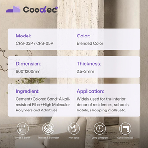 Lớn tấm nhẹ Nội Thất Tường Veneer linh hoạt rắn Bề mặt sử dụng bảng điều khiển 3D mô hình thiết kế độc đáo Slate - Product Image 3