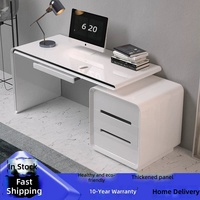 Bureau d'ordinateur pour la maison, design simple, bureau d'étudiant, style minimaliste moderne, finition peinte haute brillance, bureau réglable en MDF