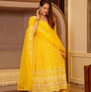 Remium uality eadymade Ndian rganza narkali UIT con broequin mbroidery ork RESS et for irirls Holt holesale - Product Image 1