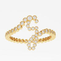 FUAMAY Bagues de phalange personnalisées pour femme en argent S925 plaqué or 18K, serties pavé avec initiales alphabétiques A B C D S H 26 A-Z