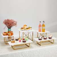 Ensemble de supports de présentation de buffet en acier inoxydable, support carré, mariage, traiteur, banquet, hôtel, fête, dessert, alimentation, élévation, logo personnalisé