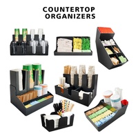 Distributeur de sachets de thé multifonctionnel en plastique PP étanche, support de rangement moderne à 3 plateaux pour boissons, idéal pour les cafés, avec emplacement pour pailles