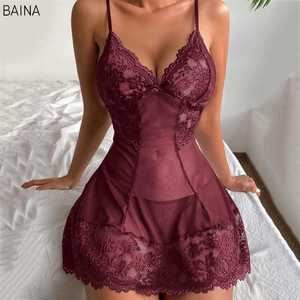 Ensemble chemise et string en dentelle élégante Allure Sexy Lingerie Lingerie pour femmes Robes de nuit pour femmes - Product Image 2