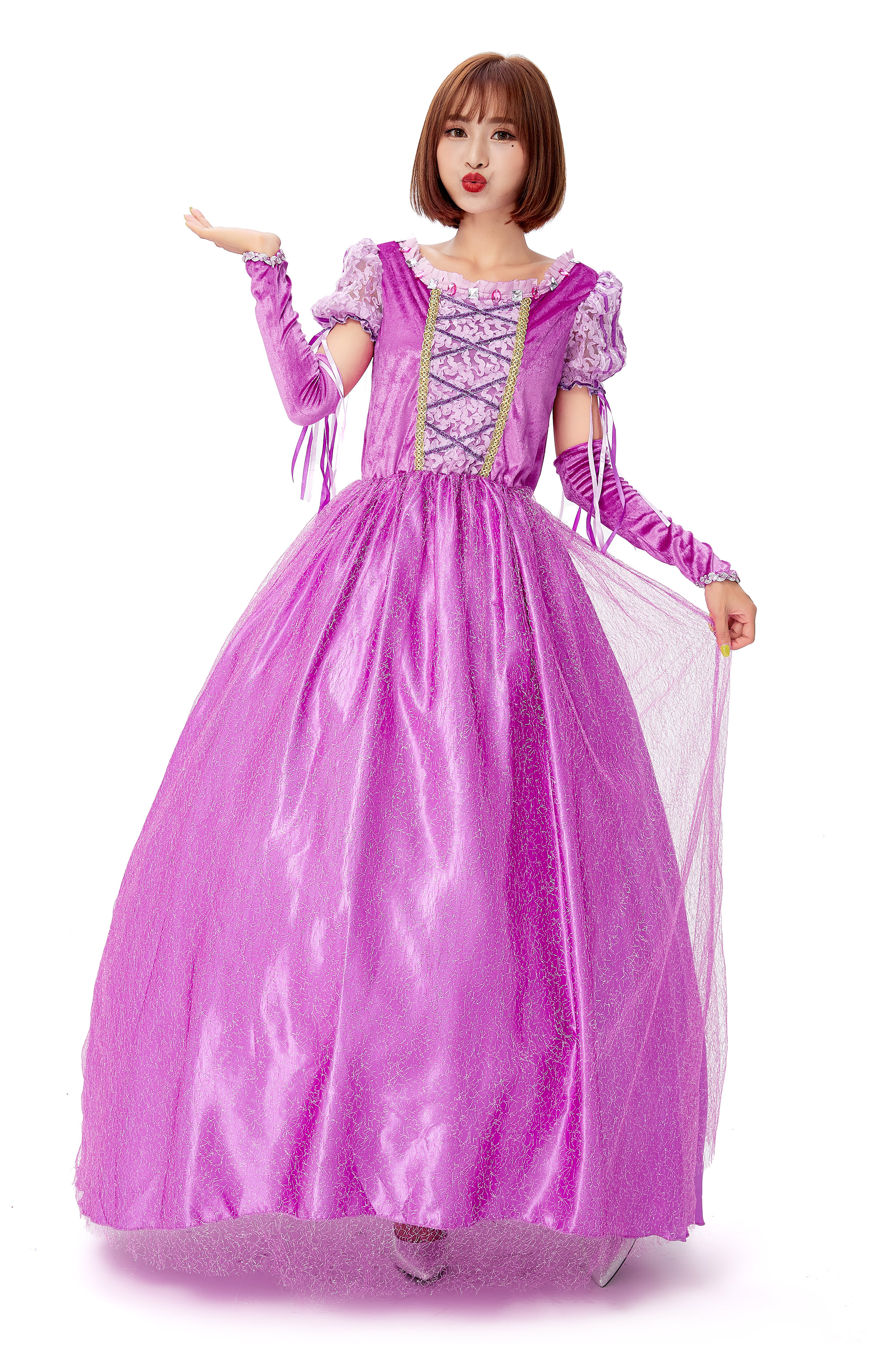 Plus Size Women's Tangled Rapunzel Costume Dress - Elegant Princess Dress  for Halloween & Costumes