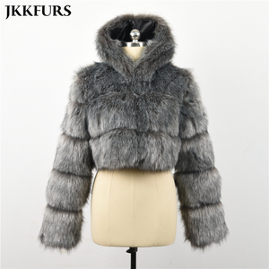 Offre Spéciale Durable Couleur Personnalisée Recadrée Femmes Capuche <span class=keywords><strong>Fausse</strong></span> <span class=keywords><strong>Fourrure</strong></span> Manteaux - Product Image 4