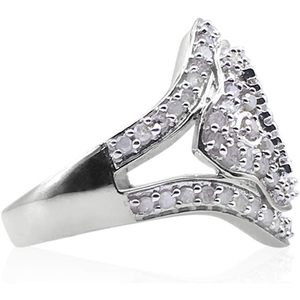 Anillo de cóctel con diamantes blancos de 1.38 quilates de peso total, corte redondo, plata de ley, halo geométrico, joyería de fiesta para mujer - Product Image 2
