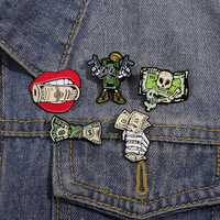 Liberté financière pistolet crâne Collection créative Dollar argent émail broche billet de banque revers Badges broches devenir riche Dollar broche