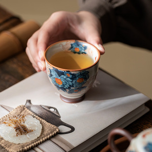 Guanlan Ru Kiln Master Cup Ceramic <b>Teacup</b> High-Footed Round Simple Design For Afternoon Tea - Product Image 3