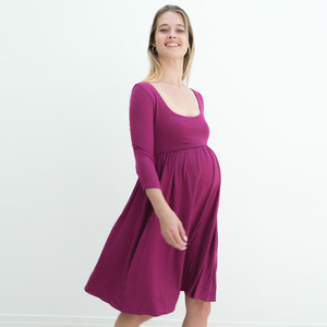 Vêtements de maternité personnalisés en rayonne jersey spandex automne décontracté mignon robe vêtements de grossesse avec manches 3/4 - Product Image 5