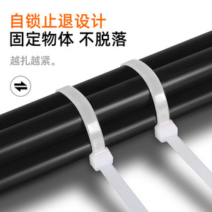 สายรัดเคเบิลไนลอนจิน ชู 4x200 มม- 100 ชิ้น สีดำและสีขาว สำหรับการจัดการสายเคเบิล - Product Image 3