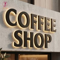 Logo d'entreprise 3D personnalisé en métal, acier inoxydable, lettres halo personnalisées, enseigne lumineuse LED 3D pour devanture de magasin