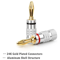 Fiches banane pour haut-parleur plaqué or 4.0mm Fiche banane Connecteur audio Vis fermée pour fil de haut-parleur