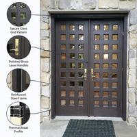 Porte extérieure double battante en fer forgé à grille classique, écoénergétique et anti-effraction, pour entrée principale de villa ou maison personnalisée