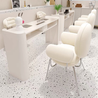 Table de manucure en marbre laqué sur mesure de luxe avec support pour téléphone portable, chaise de technicien moderne de luxe léger pour salons