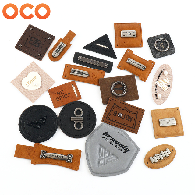 Factory Wholesale Custom Genuine Leather Patches for Clothing Embossed Embroidered Logo Sewed PU Leather