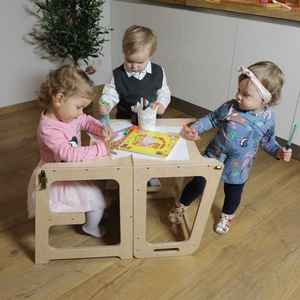 Offre Spéciale enfants cuisine escabeau avec tableau noir Montessori transformable <span class=keywords><strong>tour</strong></span> d'apprentissage - Product Image 3
