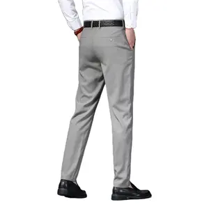 New summer high-end quality casual pants men's comfortable lightweight soft slim micro elastic business casual suit pants men