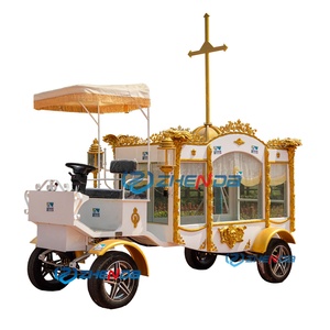 White Golden Cross Electric Funeral Hearse for Sale Custom Made Funeral Hearse High Quality Special Transportation - Product Image 2