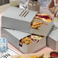 Caja de cartón personalizada con forma de barco para hot dogs, gofres y hamburguesas, con tapas, para comida rápida