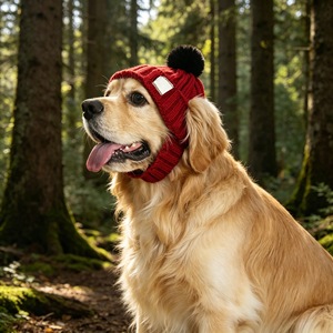 Gorro de Invierno para Mascotas Golden Pet, Gorro Tejido de Lana Cálido para Perros y Gatos, Color Sólido, Estilo Festivo con Pompón - Product Image 2