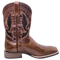 Bottes de cowboy en cuir PALITUTU pour hommes, style western, bout carré, mi-mollet, brodées, à enfiler, durables, pour l'équitation, décontractées, toutes saisons