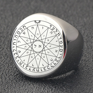 Men's 22Mm Round Stainless Steel <b>Ring</b> With Constellation Laser Engraved Geometric Design For Gift - Product Image 5