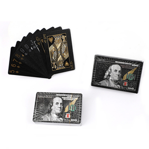 Nuevo dólar estadounidense 24K hoja de oro naipes póquer negro <span class=keywords><strong>999</strong></span> cartas de póquer doradas para la diversión - Product Image 2