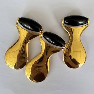 Rouleau en pierre de jade, quartz rose et obsidienne noire avec poignée en alliage de zinc de haute qualité - Product Image 4