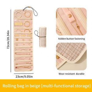 Foldable Roll Jewelry Organizer Storage Bag for Earrings, Necklaces, Rings, Bracelets - Product Image 6