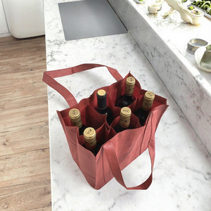 Sac réutilisable en non-tissé pour 6 bouteilles de vin, sac de transport avec poignée, logo personnalisé pour épicerie, supermarché, cadeau - Product Image 3