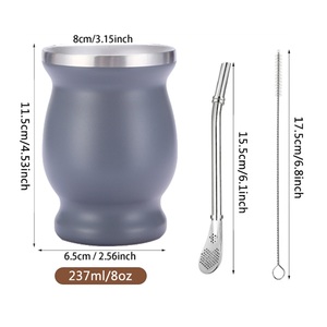 Termo de Acero Inoxidable 304 de 230 ml, Ligero y Ecológico, para <span class=keywords><strong>Mate</strong></span> Argentino, con Pajita, Aislado al Vacío, para Bebidas Calientes/Frías - Product Image 6