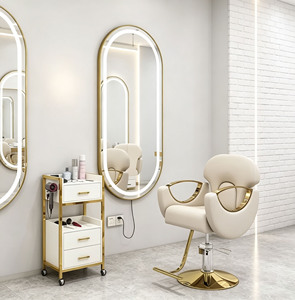 Hot Selling Salon Furniture Set With <b>Mirror</b> Barber Chair Tool Handcart And Shampoo Bed For Hair Salon Shop - Product Image 6