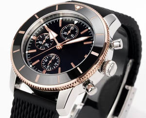 Montre mécanique automatique de haute qualité de style marin en acier inoxydable avec cadran en cristal saphir, calendrier et bracelet en cuir véritable - Product Image 3