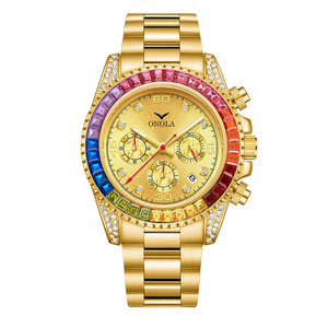 Reloj Onola 6842G Fashion Rainbow Diamond para Hombre, Multifuncional, de Cuarzo, Acero Inoxidable, Resistente al Agua 30M - Product Image 4