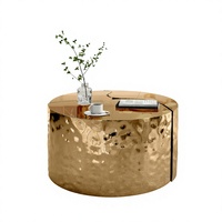 Table basse de luxe en or miroir, design rond moderne, finition brillante, meubles de salon pour villa et maison