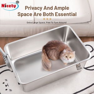 Meilleure litière pour chat en acier inoxydable <span class=keywords><strong>de</strong></span> grande capacité, facile à nettoyer, litière fermée pour chat, accessoire haut <span class=keywords><strong>de</strong></span> gamme pour animaux <span class=keywords><strong>de</strong></span> compagnie - Product Image 5