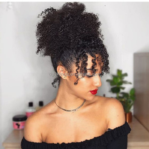 LW-81QT Chignon ricci con <span class=keywords><strong>frangetta</strong></span> accessori di alta qualità treccia di estensione per le donne Scrunchie Afro crespo di sintesi dei capelli capelli morbidi - Product Image 3