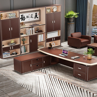 Bureau de direction en forme de L modulaire en cuir MDF au design moderne de luxe, haut de gamme et personnalisable