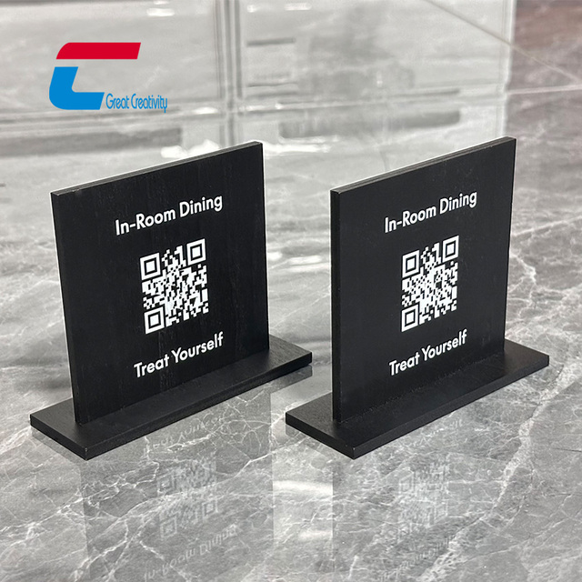 Custom Blank NFC Wooden Table Stand QR Code Restaurant Menu NFC Wood Plate Stand Display