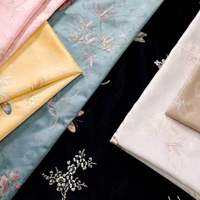 Tissu populaire de luxe en polyester et bambou brodé papillon, toucher soyeux, pour Abaya et vêtements de style chinois
