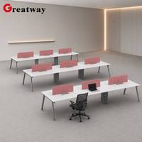 Système de poste de travail de bureau personnalisé, structure en acier moderne, table pour 4 personnes, mobilier commercial, design de bureau linéaire pour espace ouvert