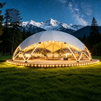 Tente Dôme Géodésique Extérieure Géante 10x10m, Tente Sphérique Effet Surface Lunaire en PVC Oxford, Ouverture Rapide Quatre Saisons pour le Camping