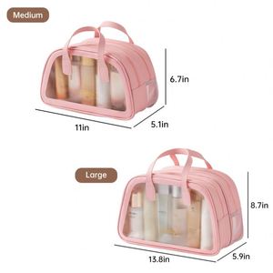 Trousse de Toilette en PU avec Séparation Humide/Sèche, Sac Cosmétique Double Couche en PVC pour Natation, Voyage et Rangement Extérieur - Product Image 2