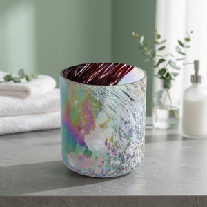 Pot à bougie en verre irisé, cylindre rond, support pour bougie votive, récipient à bougie givré pour la décoration de la maison et des mariages - Product Image 2
